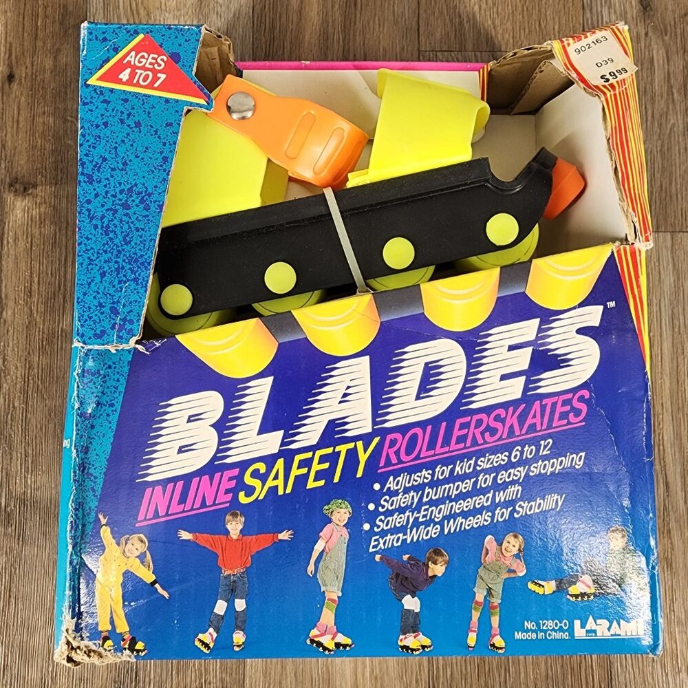 VTG 1991 Larami Blades Inline‎ Safety Rollerskates Adjustable Size 6-12 Ages 4-7